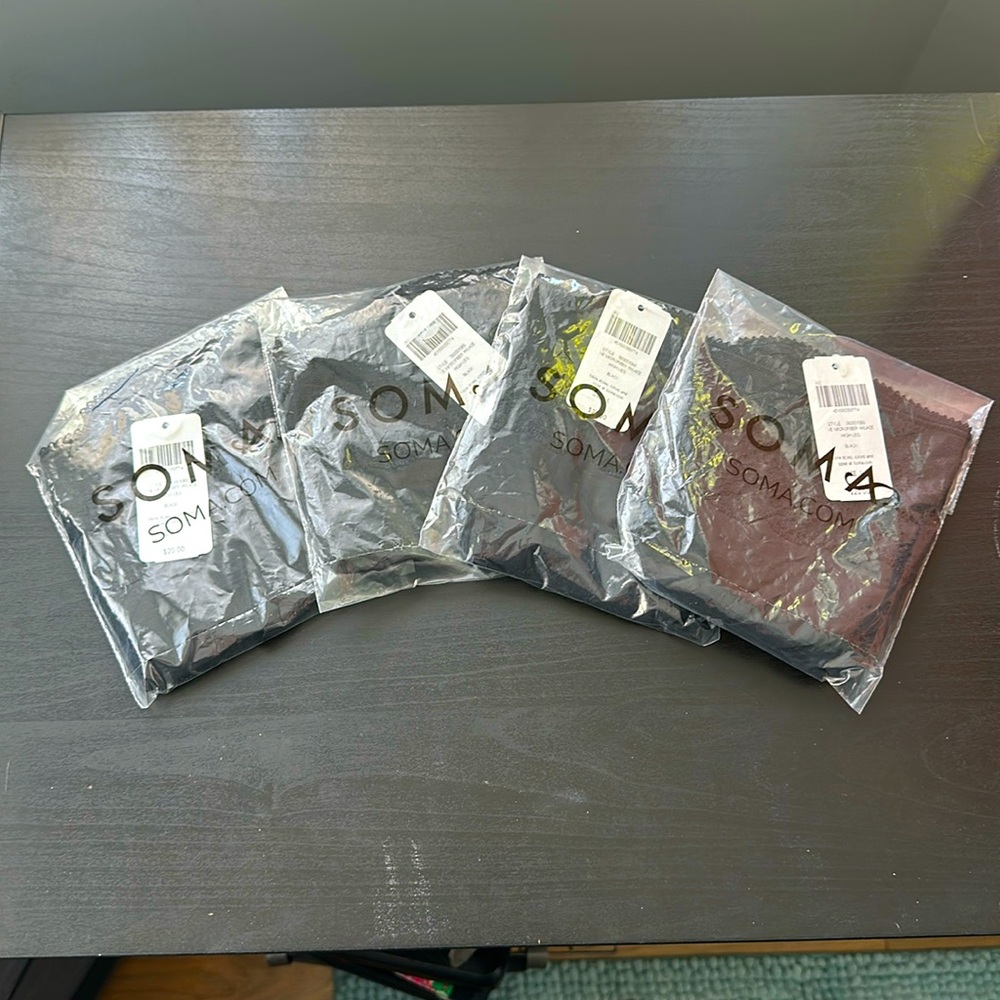 SOMA 4 pair panty - microfiber high leg inky floral whiskey retail $20 each